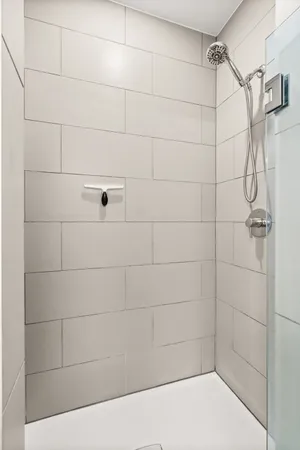 a bathroom with a shower