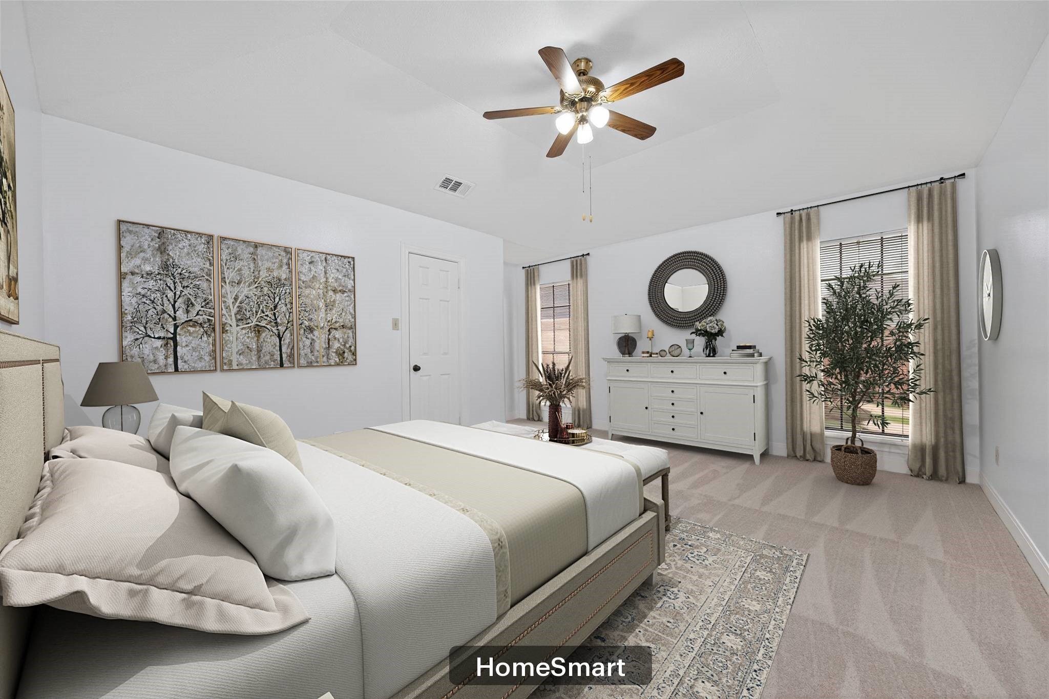 17315 Rothko Lane Spring, TX 77379 - Photo 28 of 50 Spacious bedroom featuring vaulted ceilings, new carpet, and abundant natural light. Designed for comfort and relaxation with an open, aire feel and elegant ambiance. Virtually Staged to help you with Decor ideas.