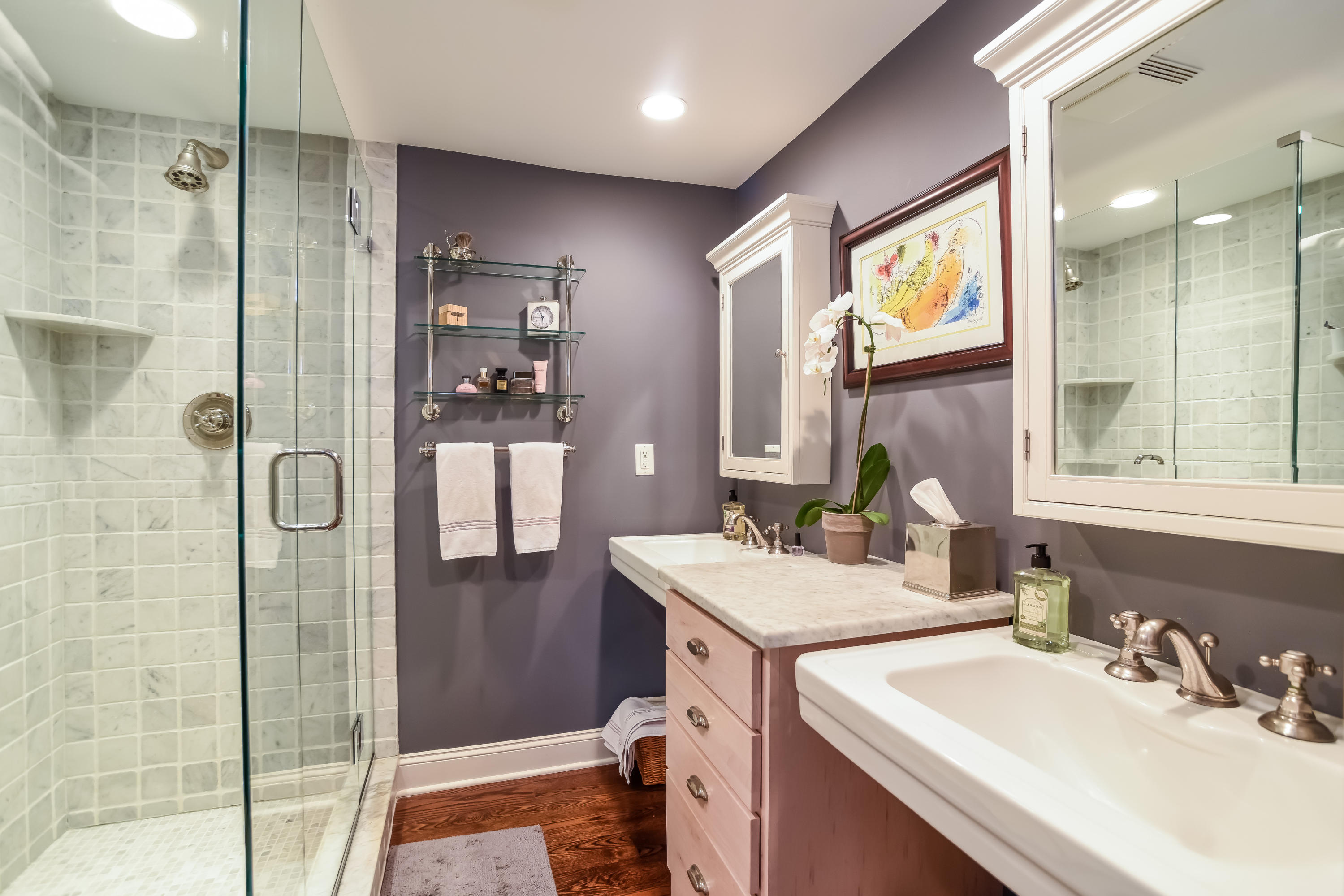 25 Ridgewood Road Norwalk, CT 06853 - Photo 13 of 37 a bathroom with a double vanity sink mirror and shower