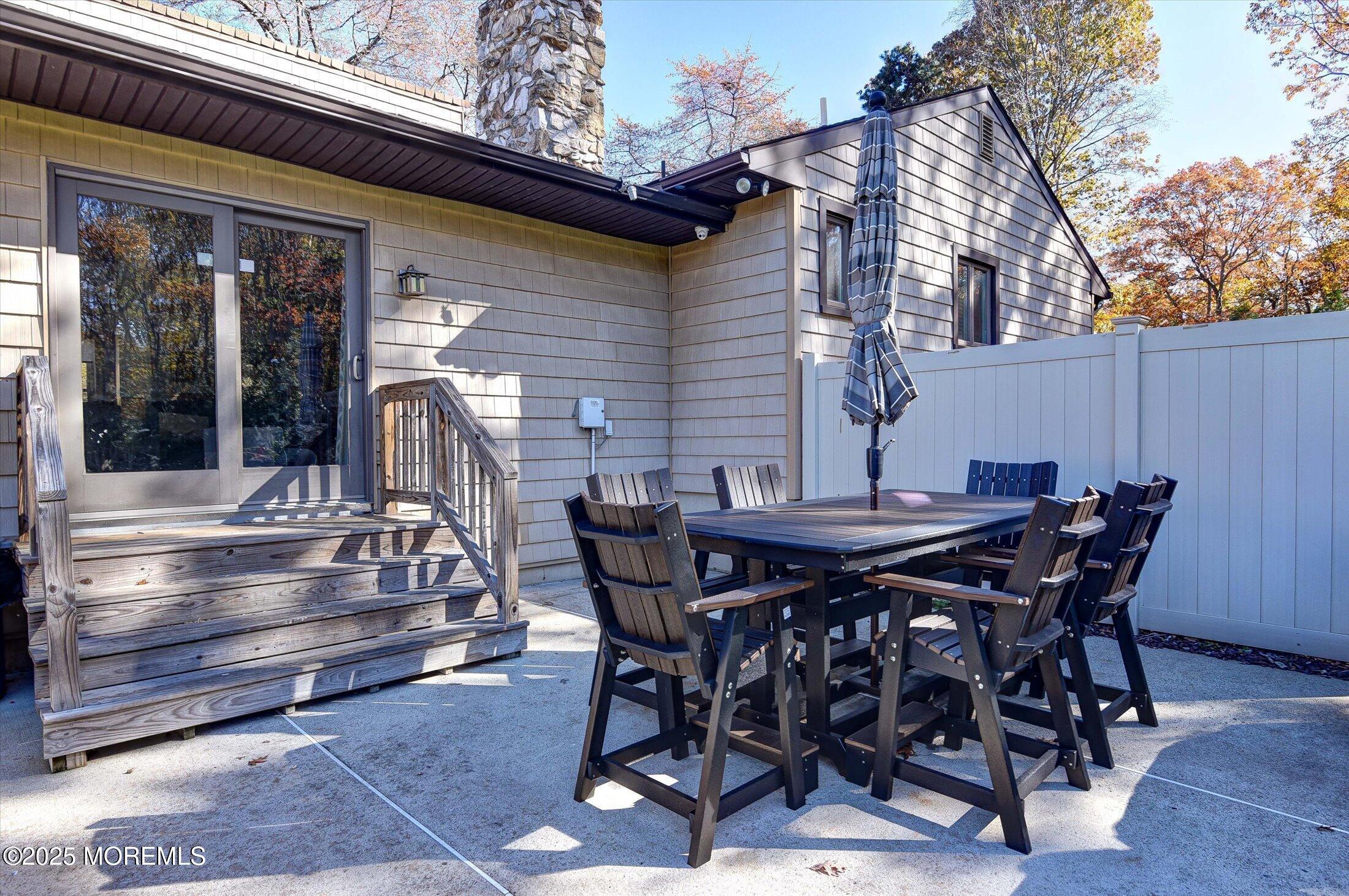 2 Lyndon Lane Howell, NJ 07731 - Photo 40 of 51 a view of a patio with table and chairs with wooden floor and fence