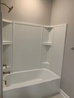 a bathroom with a bathtub