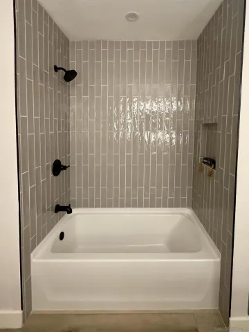 a bathroom with a bathtub