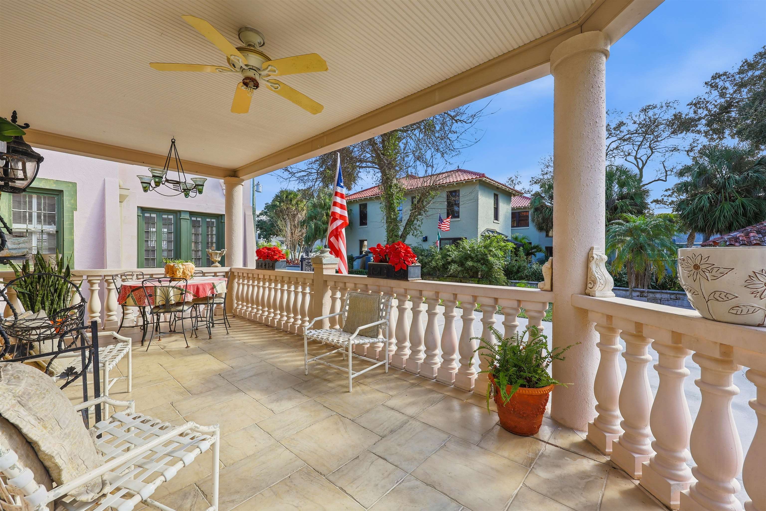 124 Marine Street St. Augustine, FL 32084 - Photo 27 of 41 a view of a porch with furniture and a yard