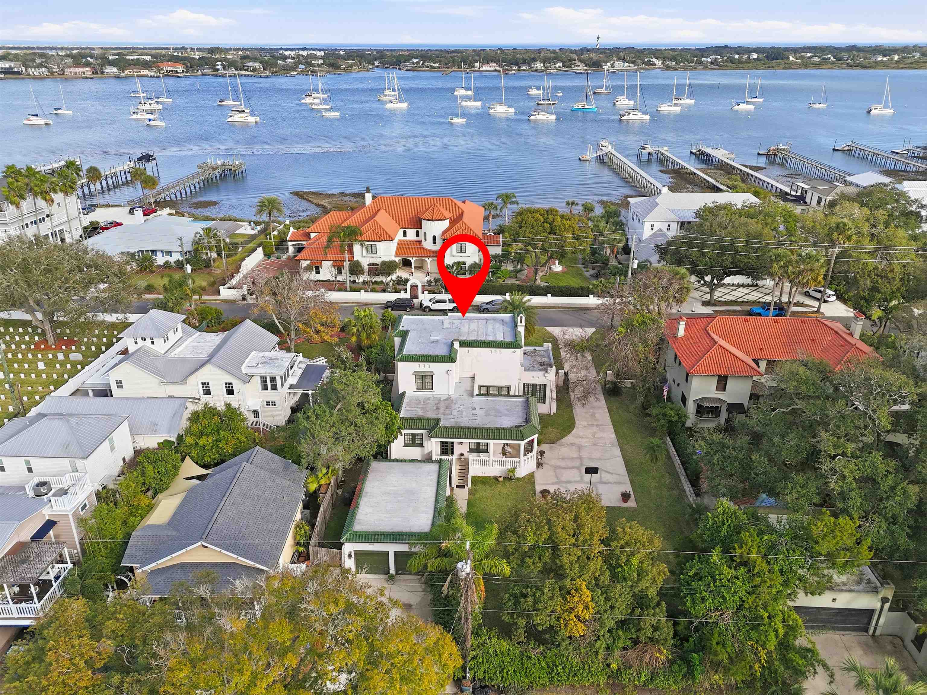 124 Marine Street St. Augustine, FL 32084 - Photo 37 of 41 an aerial view of a building with outdoor space and lake view