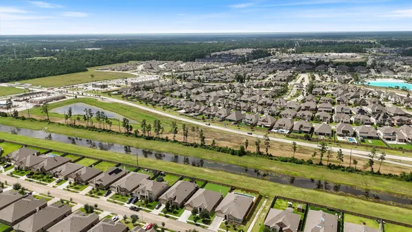a view of a lake with sitting area