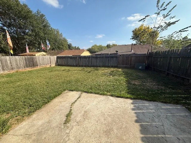a view of backyard with green space