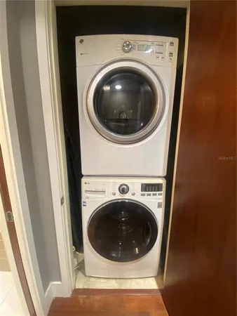 a utility room with dryer and washer