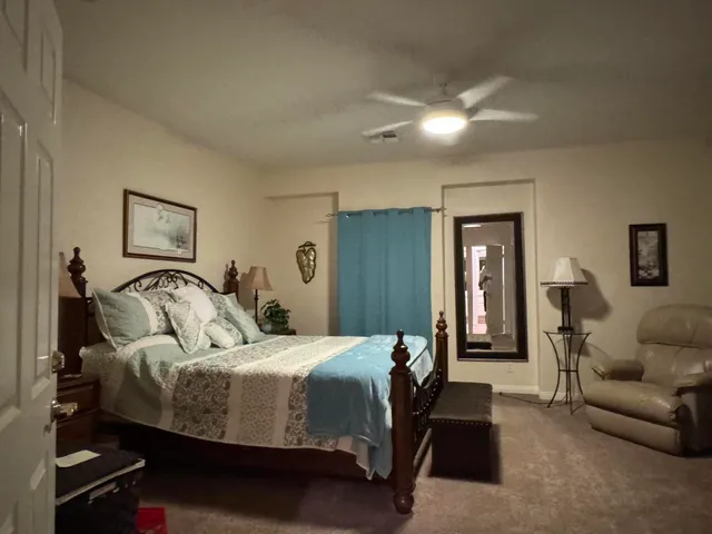 a view of a swimming pool with an ocean