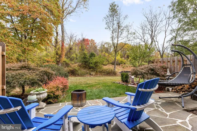 a view of a chairs and table in backyard of the house