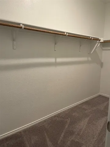 a bathroom with a glass door shower and closet