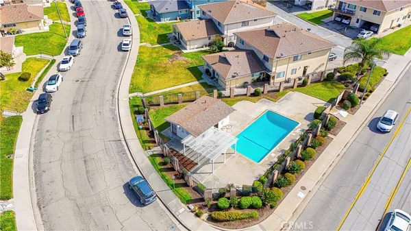 an aerial view of a house