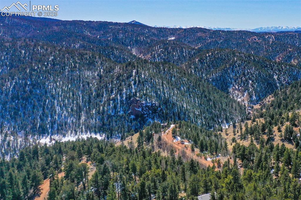 507 Horseshoe Drive Divide, CO 80814 - Photo 16 of 19 Birds eye view of property with a mountain view and a wooded view