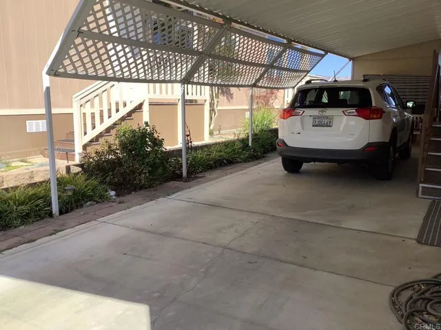 a view of car parked in garage