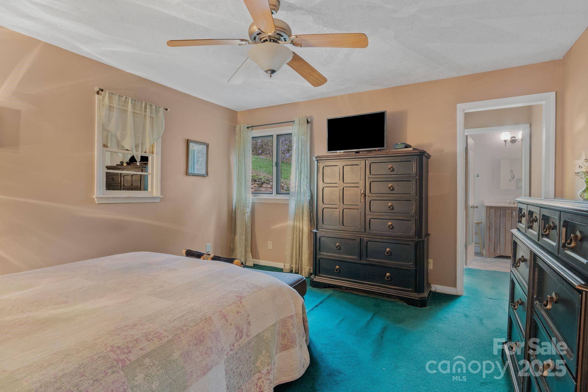 22 Morgan Branch Road Weaverville, NC 28787 - Photo 20 of 47 a bedroom with a bed and flat screen tv