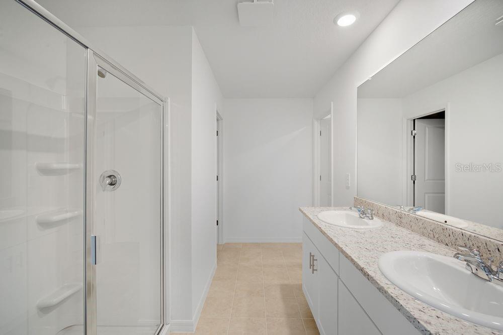 13245 Tropical Breeze Way Hudson, FL 34669 - Photo 10 of 41 a bathroom with a granite countertop sink a mirror and a shower
