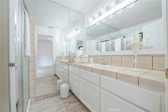 a garden view with a seating space