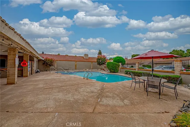 an aerial view of a house with garden