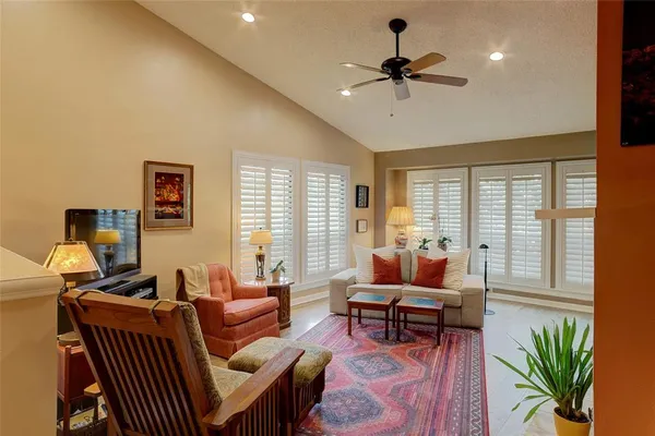 a living room with furniture