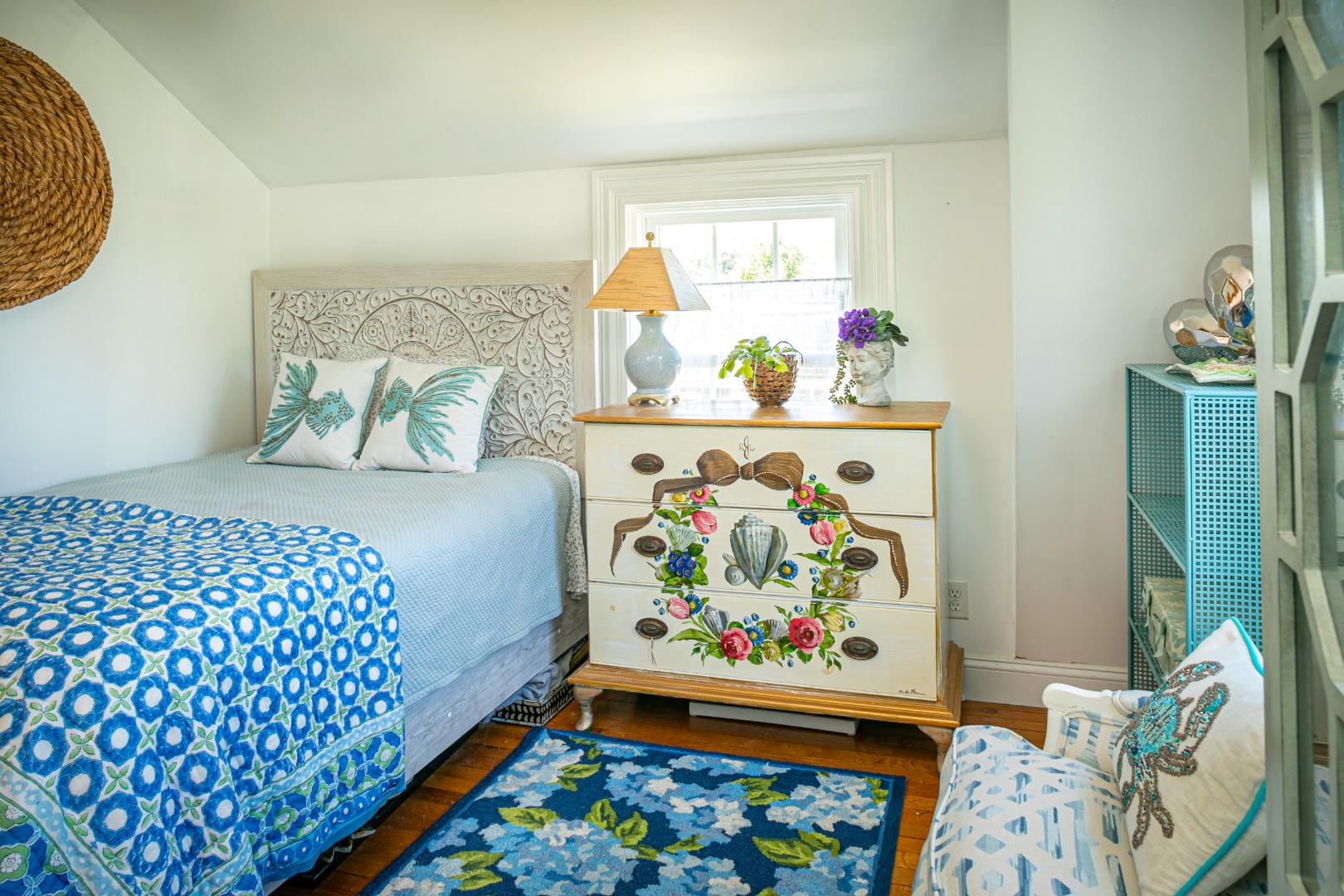 112 Spring Street Vineyard Haven, MA 02568 - Photo 10 of 25 a bedroom with a bed and a painting on the wall