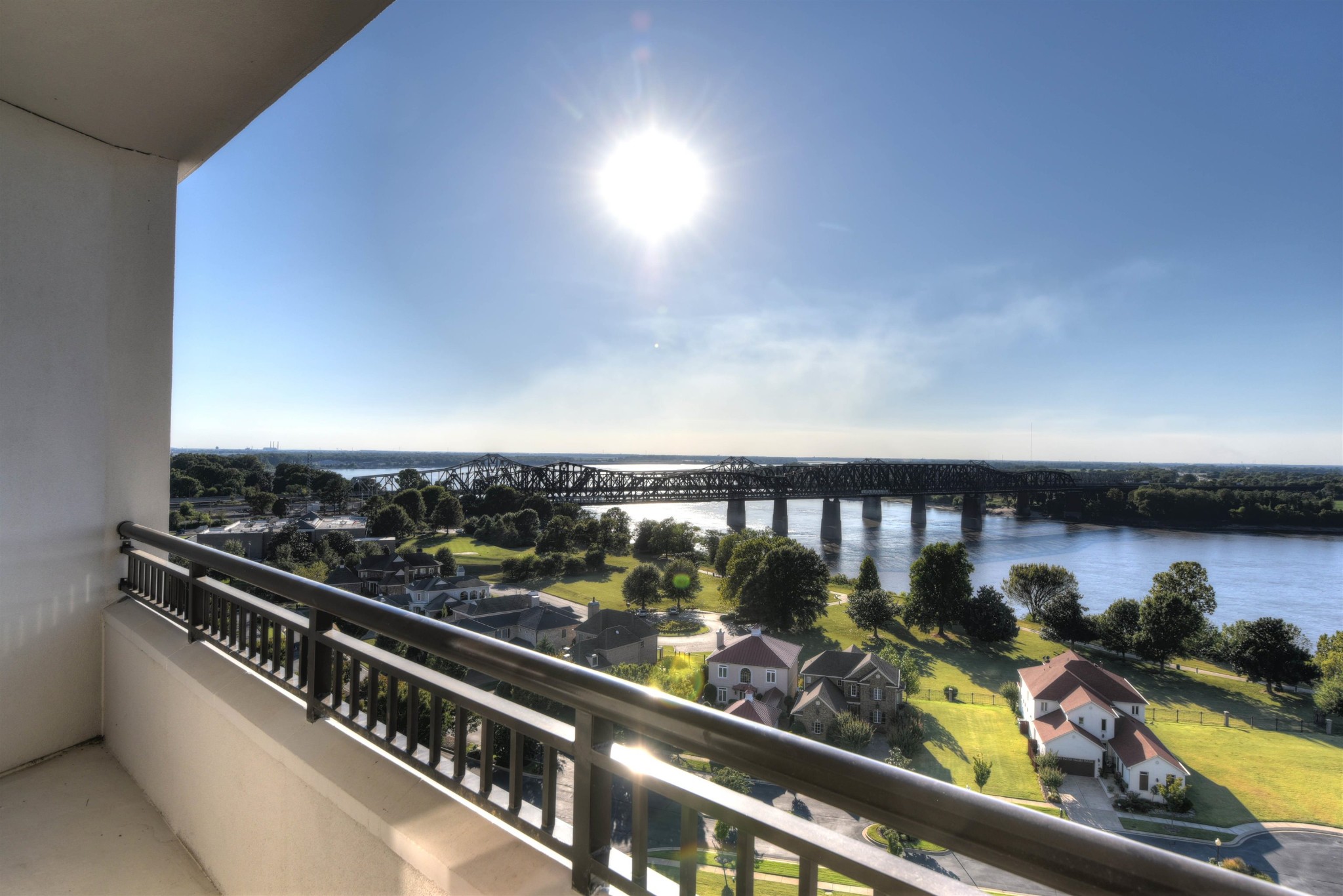 a view of city from a balcony