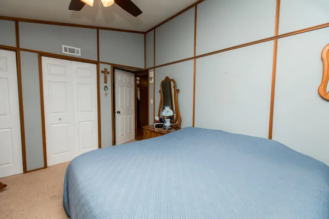 a view of a room with a walk in closet and wooden floor