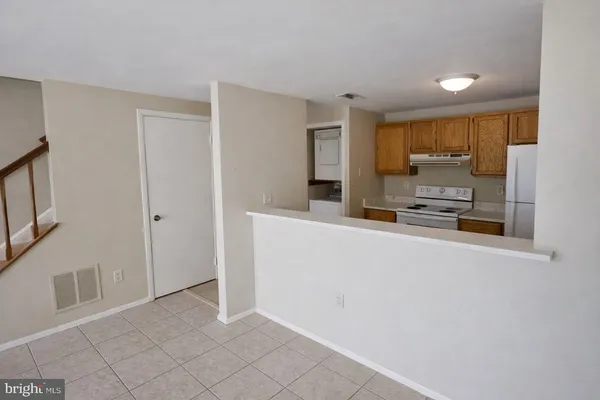 a room with washing machine