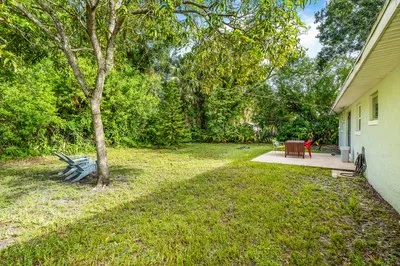 a house view with a garden space