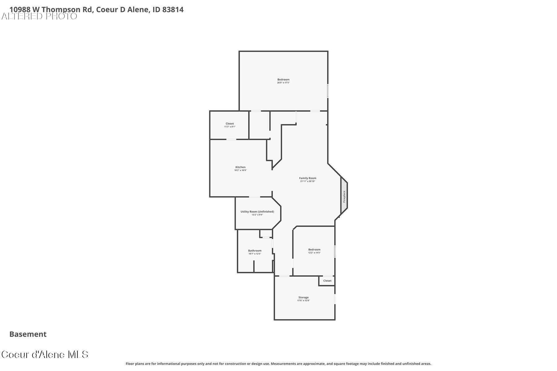 10988 West Thompson Road Coeur D'Alene, ID 83814 - Photo 69 of 71 Lower Level Floor Plan