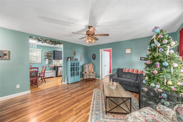 a living room filled with furniture and a potted plant