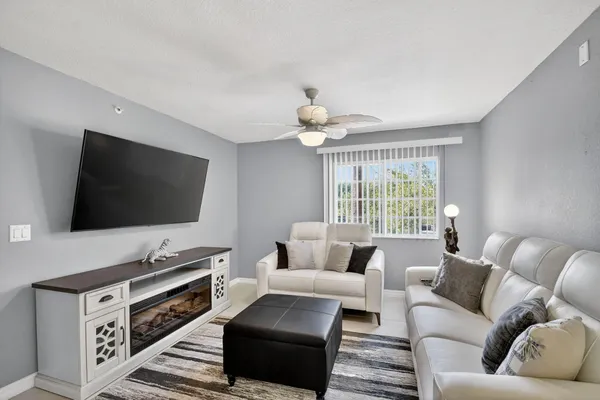 a living room with furniture