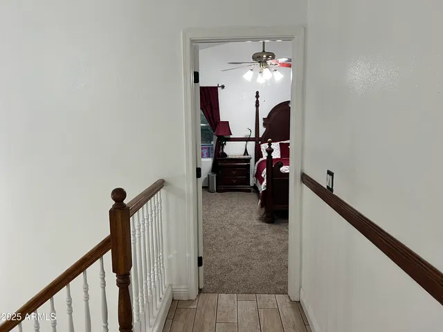 a view of a room with a window