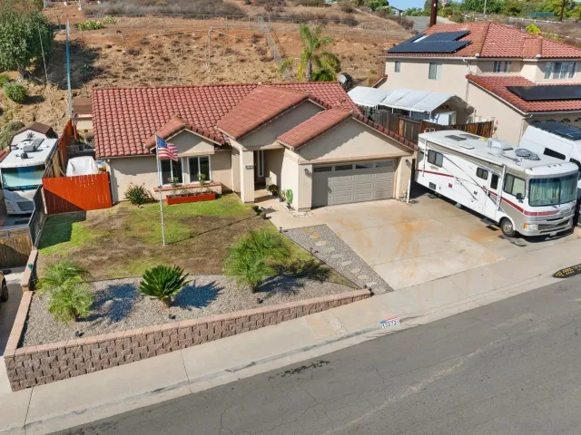 an aerial view of a house