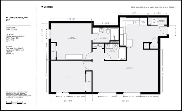 $3,400 | 75 Liberty Avenue, Unit B17, Jersey City, NJ 07306