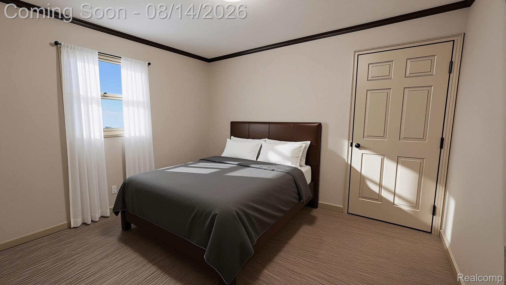 7966 Pettysville Road Pinckney, MI 48169 - Photo 24 of 43 Neutral wall color, dark crown molding, multi-panel interior door, window with natural light, textured flooring