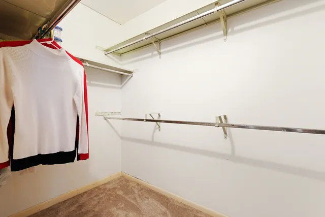 a view of walk in closet with clothes