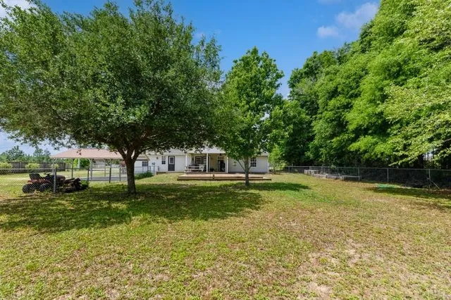 a view of backyard with green space