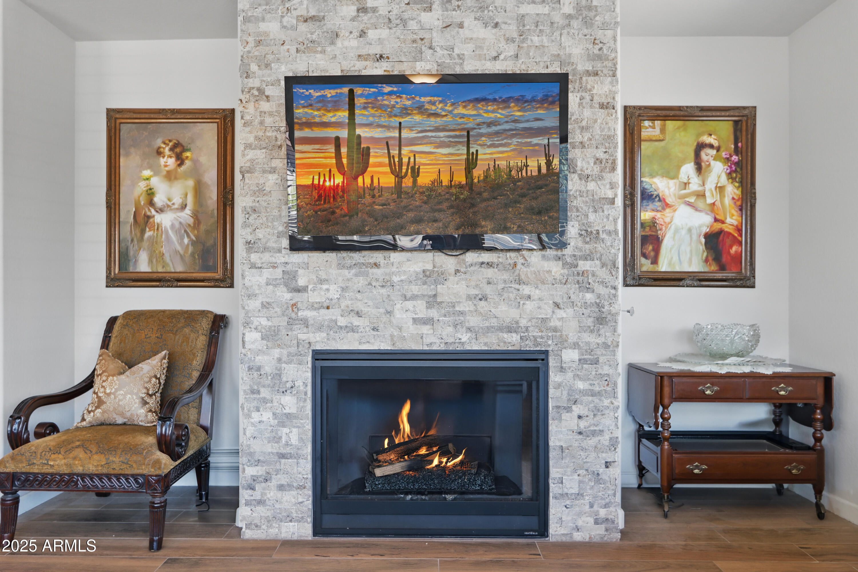 19023 East Buckskin Drive Rio Verde, AZ 85263 - Photo 19 of 58 a living room with furniture and a fireplace