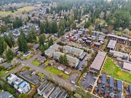 an aerial view of a city with lots of residential buildings