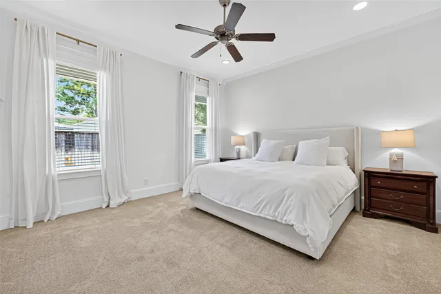 a bedroom with a bed and closet