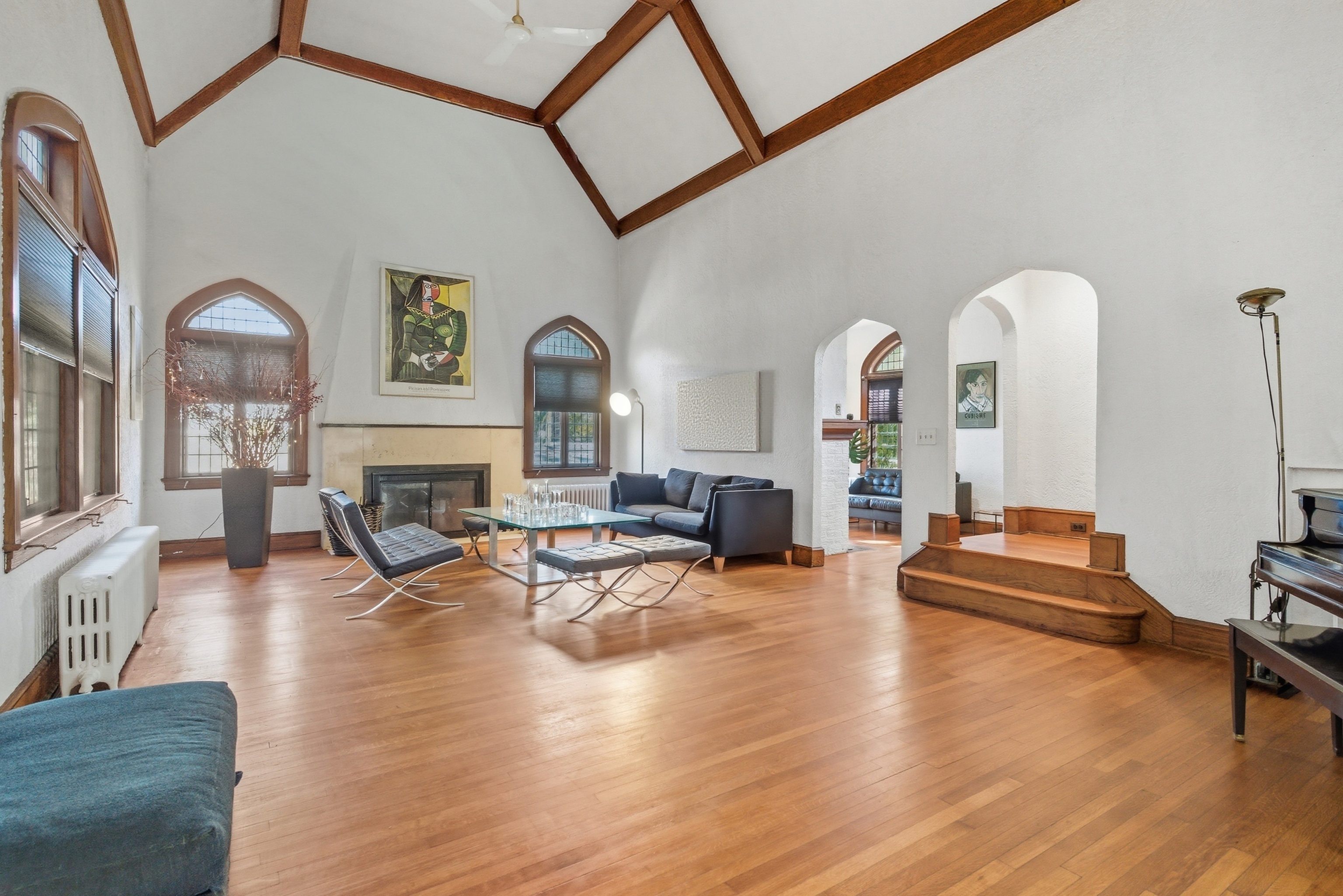 2345 Park Avenue Bridgeport, CT 06604 - Photo 5 of 39 a living room with fireplace furniture and a wooden floor