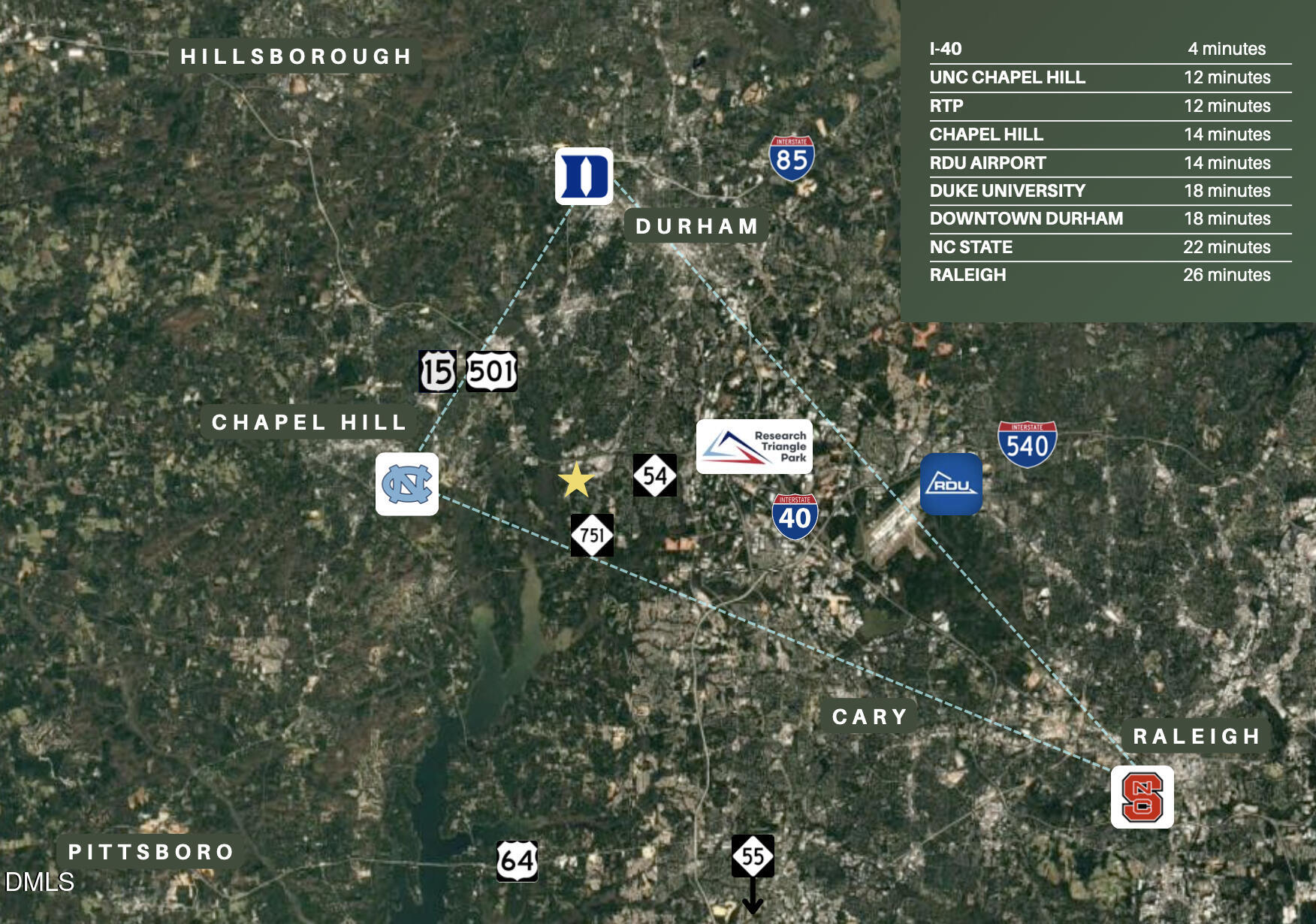 8200 Highway 751 Durham, NC 27713 - Photo 2 of 6 Drive Time map - 9.88 Acre Assemblage -