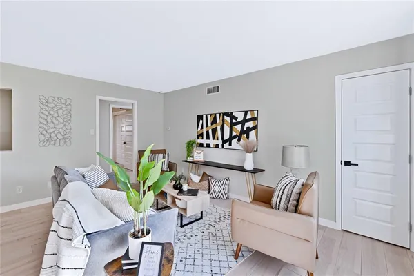a living room with furniture