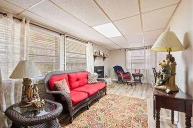 a view of a hallway with elevator