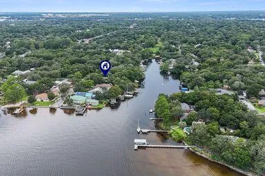 an aerial view of a house