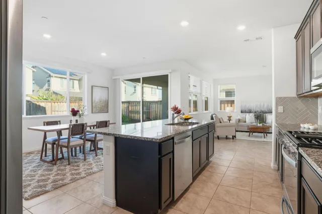 a kitchen with lots of counter top space