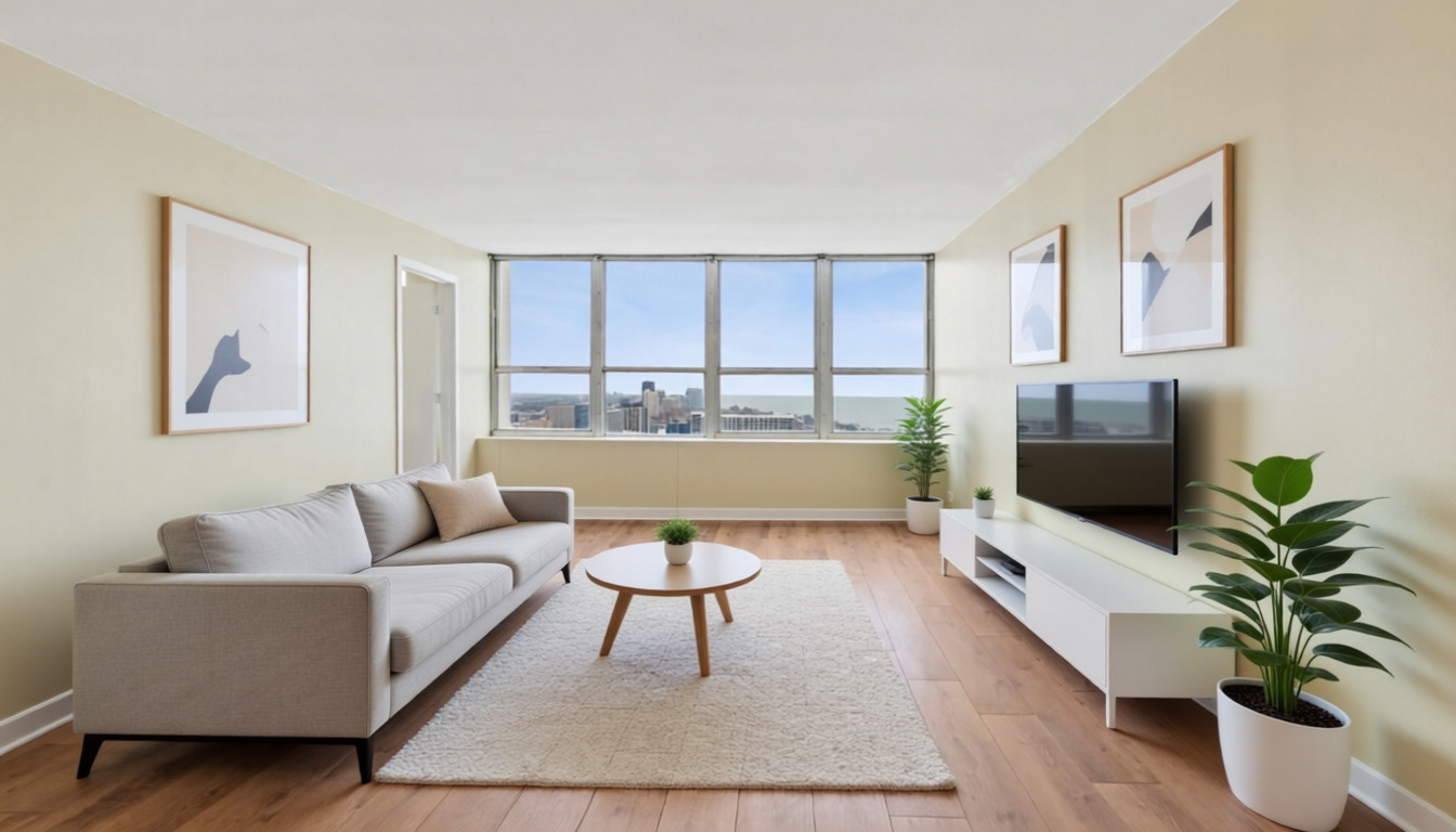 655 West Irving Park Road, Unit 3704 Chicago, IL 60613 - Photo 2 of 36 a living room with furniture and a potted plant