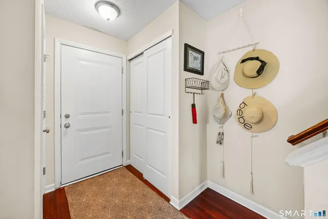 a view of small space with wooden floor