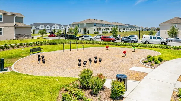 an aerial view of a swimming pool