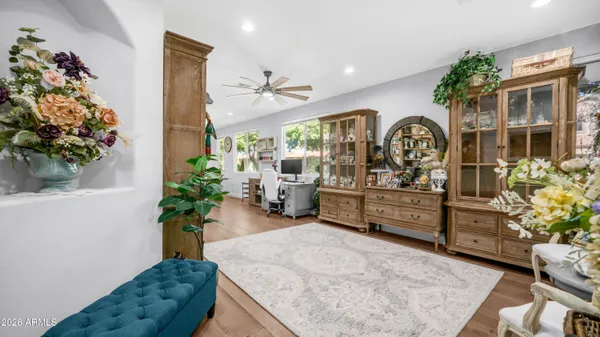 a living room with furniture
