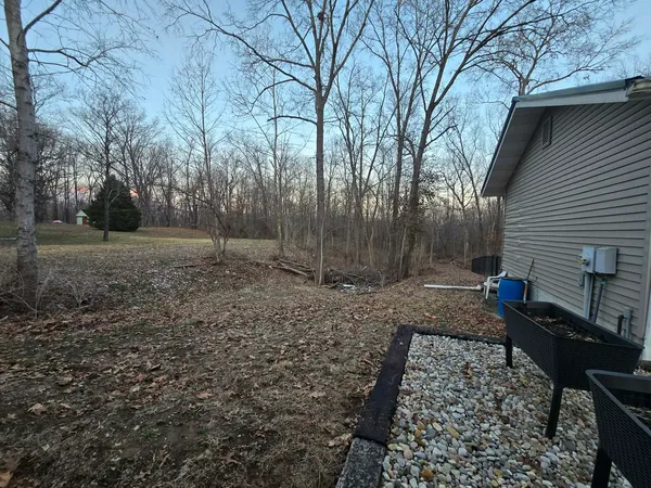 a green field with trees in the background